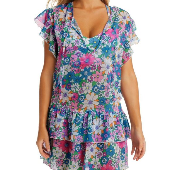 Jessica Simpson Womens Printed Crazy Daisy Ti Multi M - Picture 1 of 6